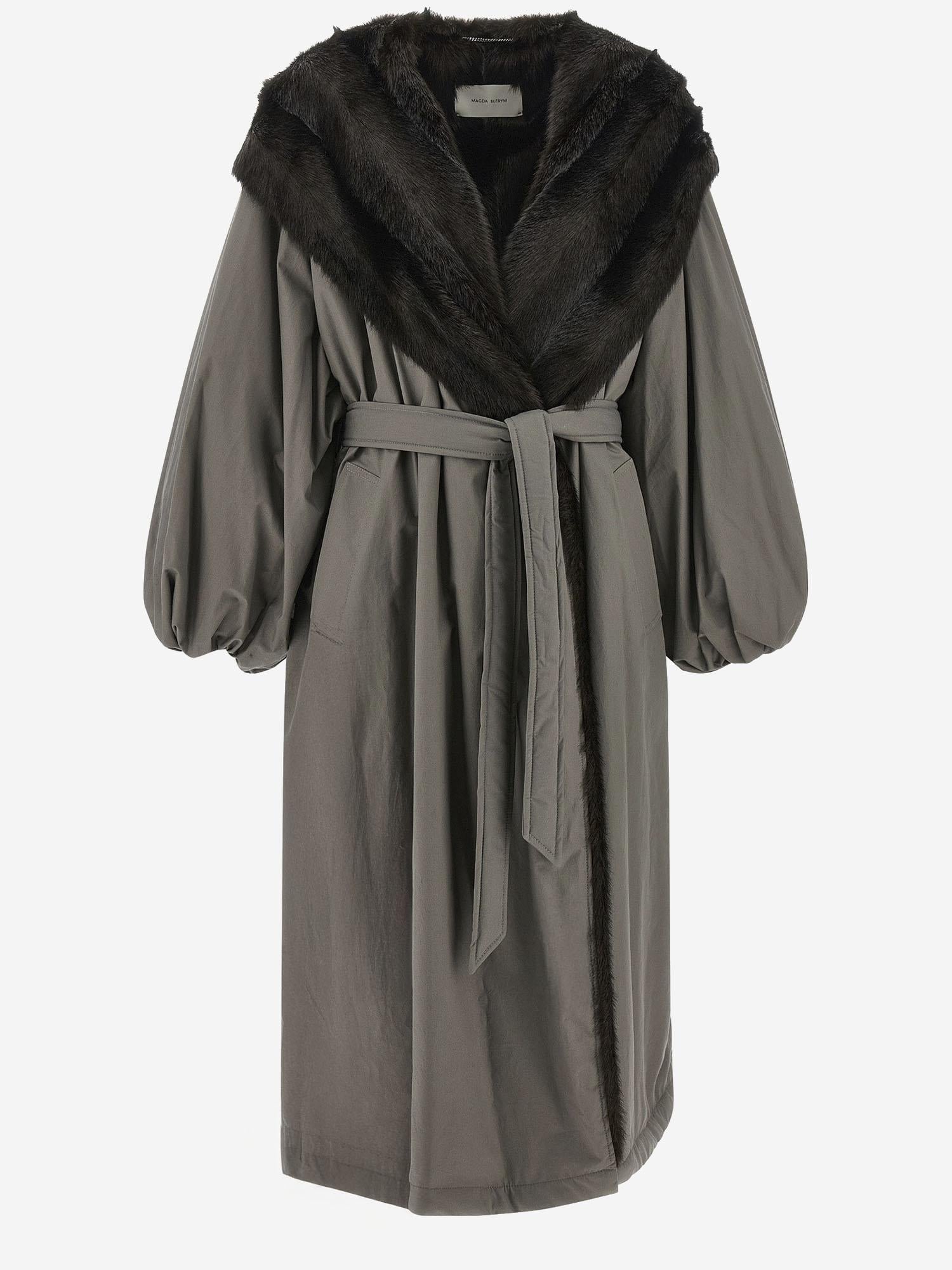 CAPPOTTO IN COTONE CON COLLO IN PELLICCIA 226925 GREY MAGDA BUTRYM 