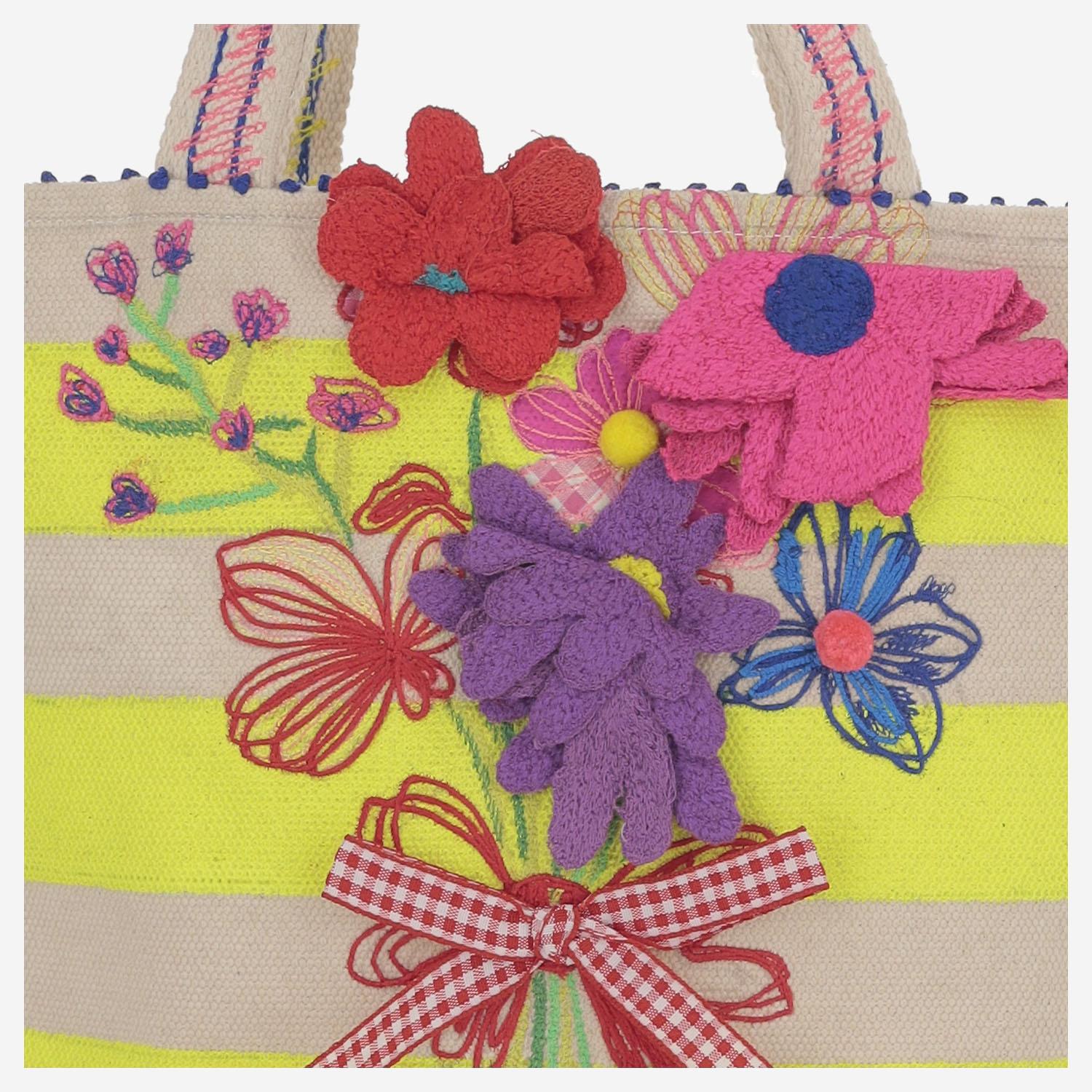 Borsa in cotone con ricami floreali DLPJKG03 MULTI PERO 