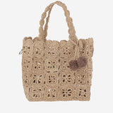 BORSA IN RAFIA CON MOTIVO QUADRATI E PON PON S06GBAW00012 006 BONPOINT KIDS 