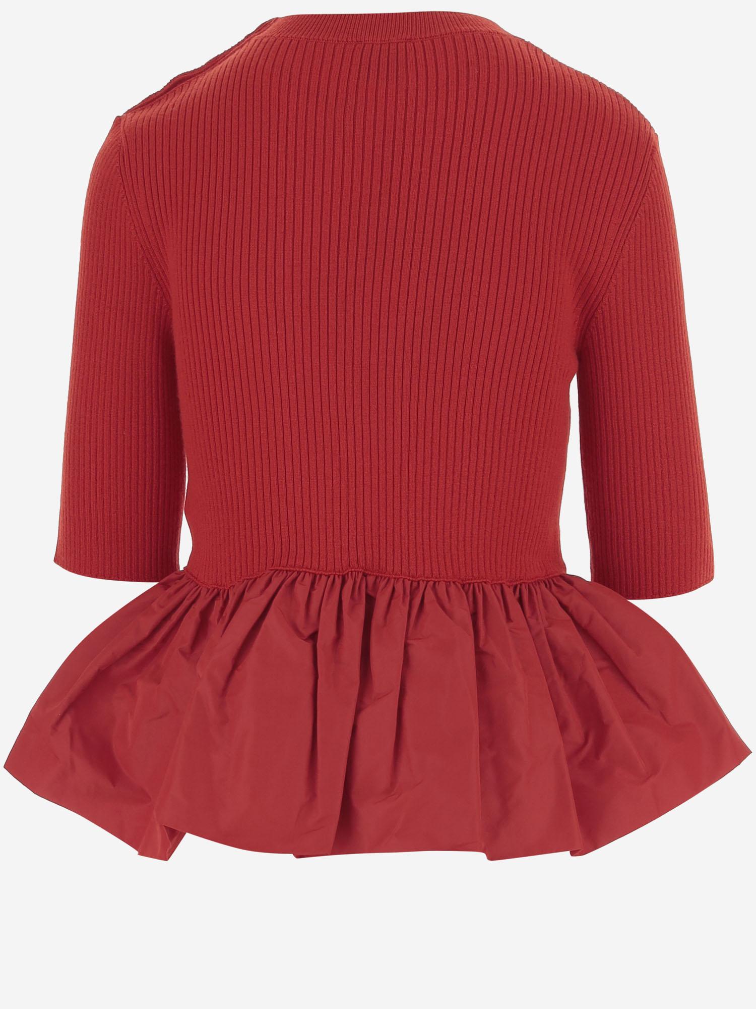 MAGLIONE A COSTINE CON FONDO CON RUCHE IN LANA E FAILLE KN2738040 314R PATOU 