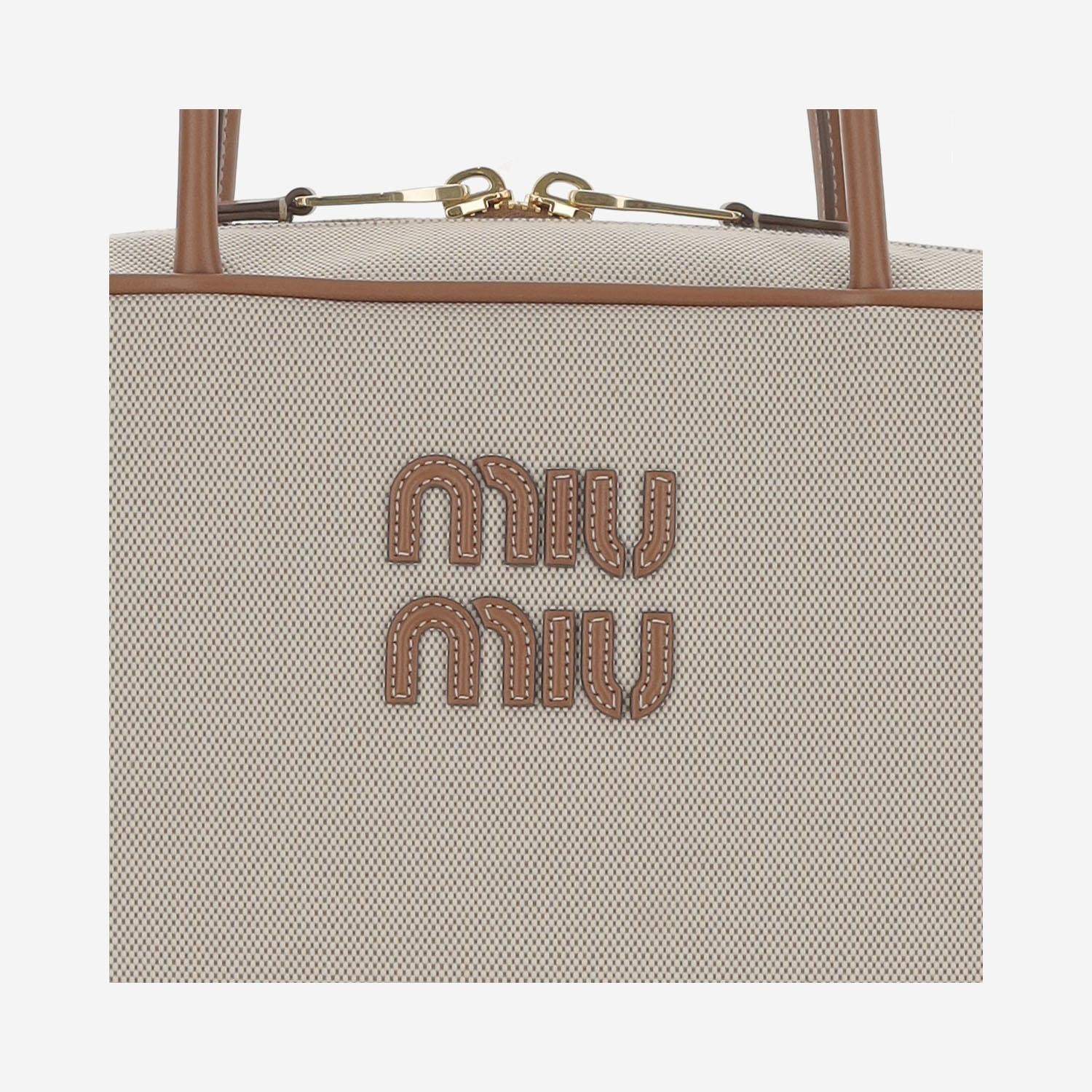 BORSA BEAU IN CANVAS E PELLE 5BB163 ACRNF062F MIU MIU 