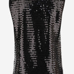 TOP SENZA MANICHE IN TESSUTO LUCIDO CON PAILLETTES T061 PTSTBLACK NICCOLO PASQUALETTI 