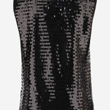 TOP SENZA MANICHE IN TESSUTO LUCIDO CON PAILLETTES T061 PTSTBLACK NICCOLO PASQUALETTI 