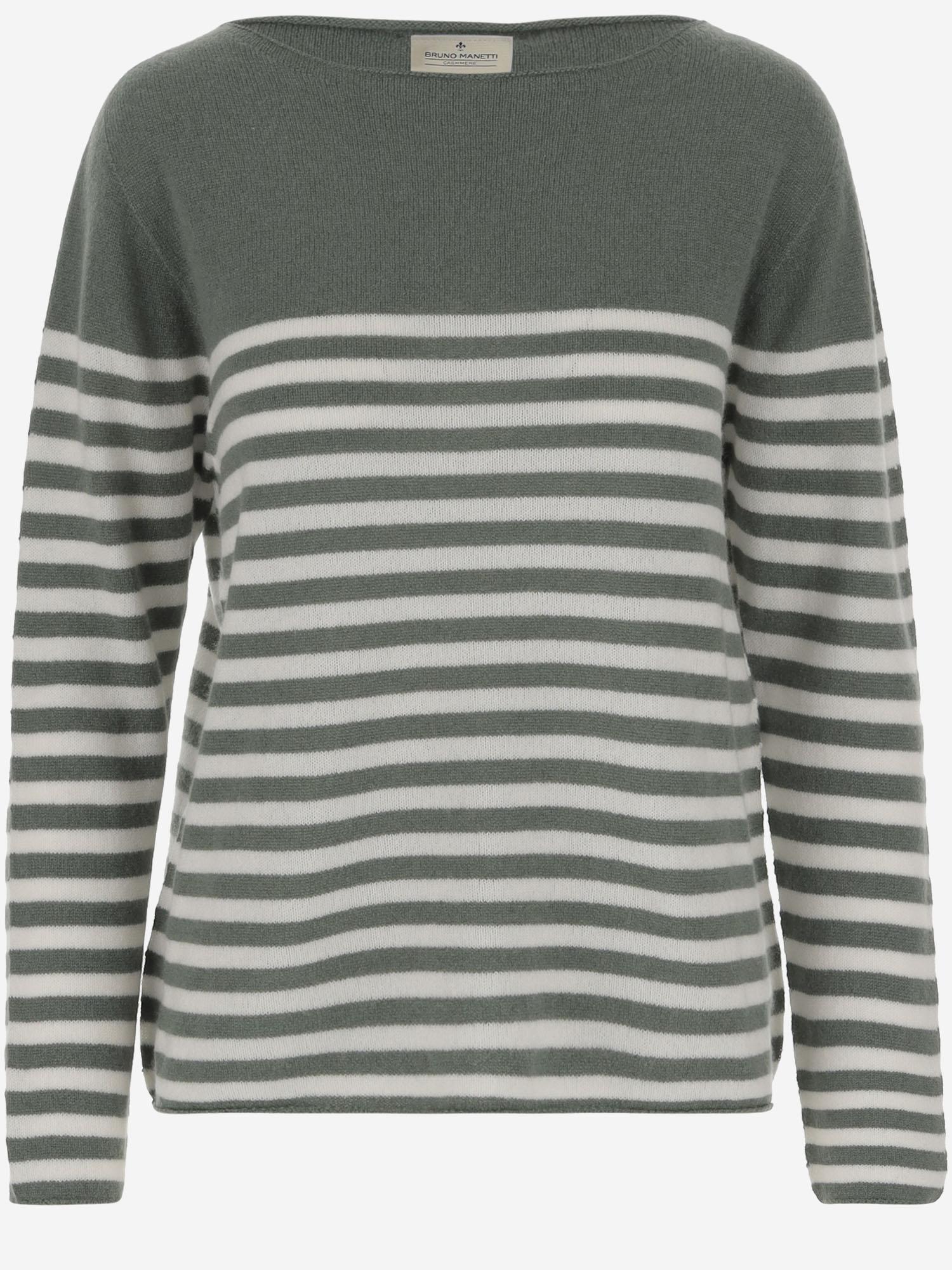 MAGLIONE IN CASHMERE CON MOTIVO A RIGHE P2C110 V203 BRUNO MANETTI 