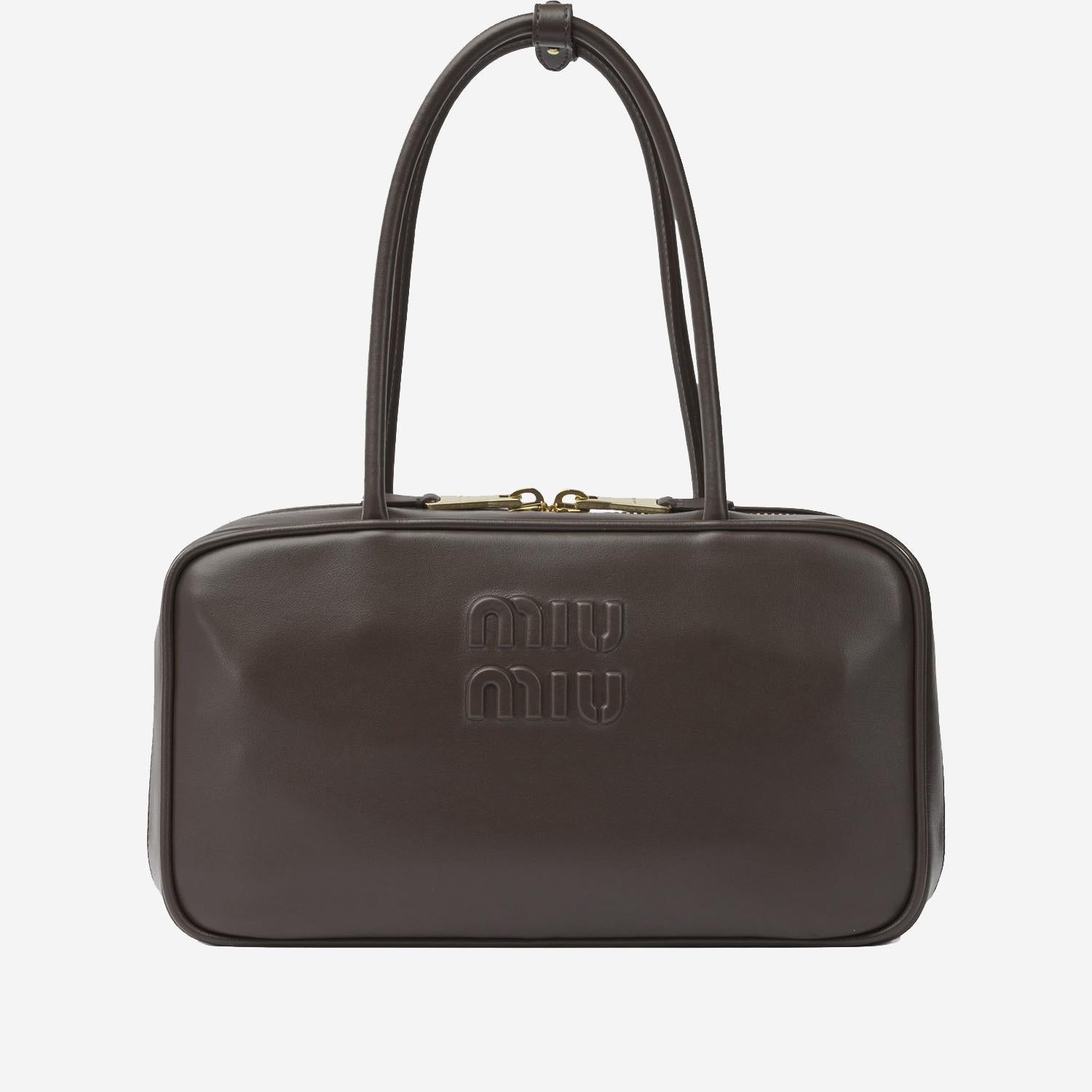 BORSA BEAU IN PELLE CON LOGO 5BB172 2CRWF0NBL MIU MIU 