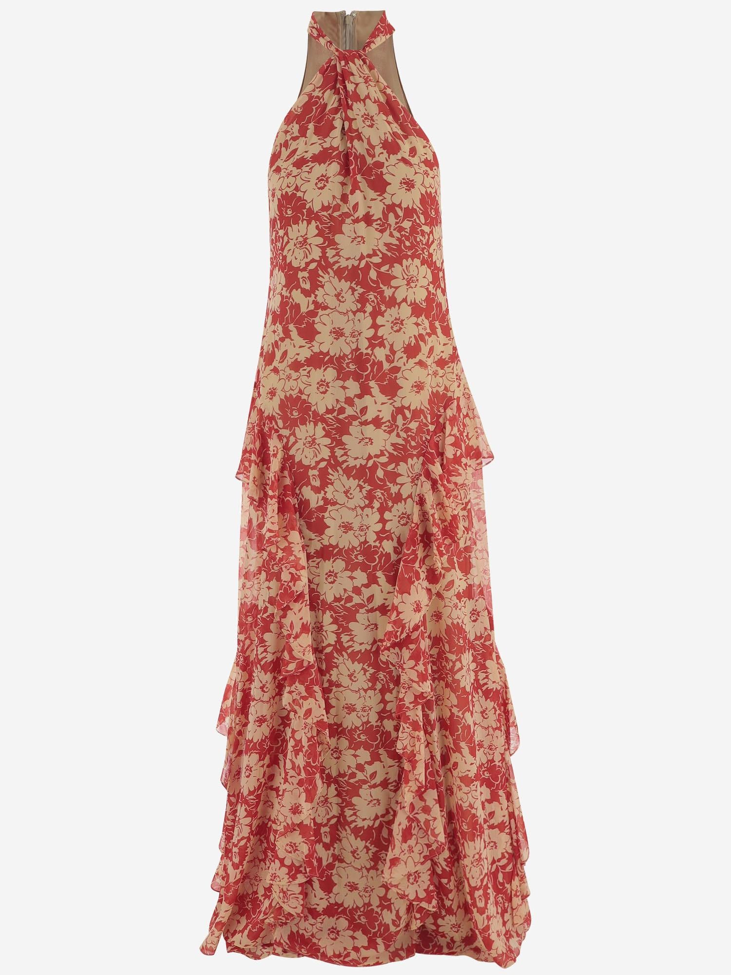 ABITO LUNGO IN NYLON CON STAMPA FLOREALE P08748 001REDTAN LAUREN RALPH LAUREN 