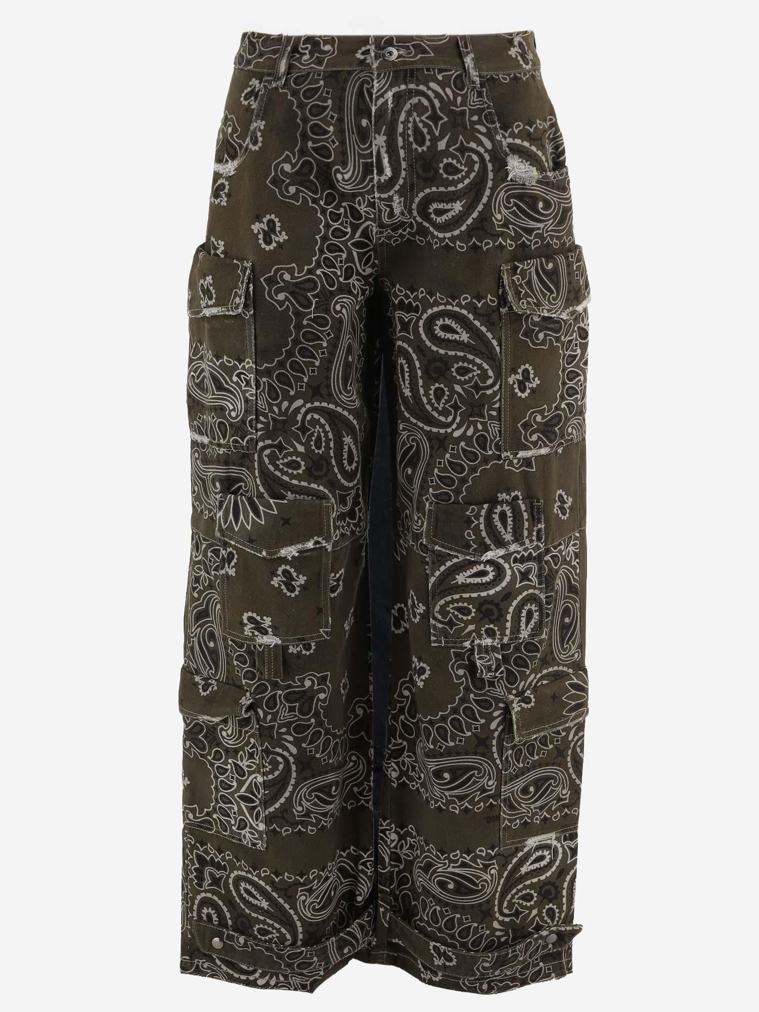 JEANS IN COTONE CON MOTIVO BANDANA DAM26B01 ARMY DONT @ ME 