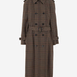 CAPPOTTO LUNGO IN LANA CON MOTIVO CHECK 831610 Y9I702849 SAINT LAURENT 