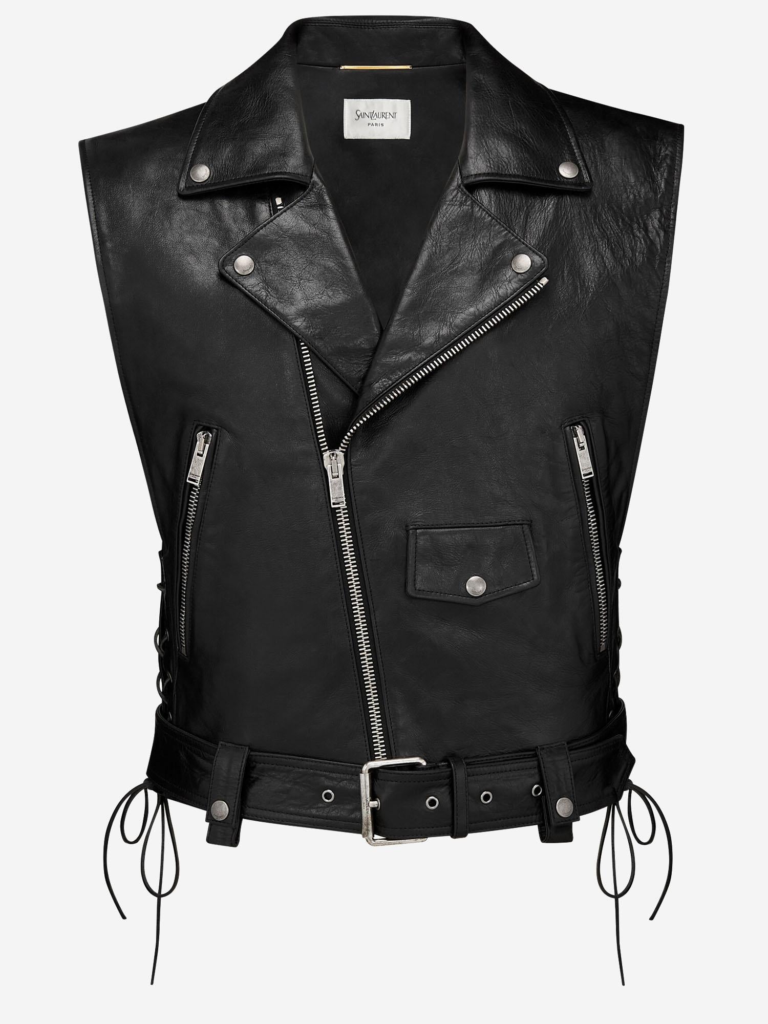 GILET DA MOTOCICLISTA IN PELLE 865045 YCUS21000 SAINT LAURENT 