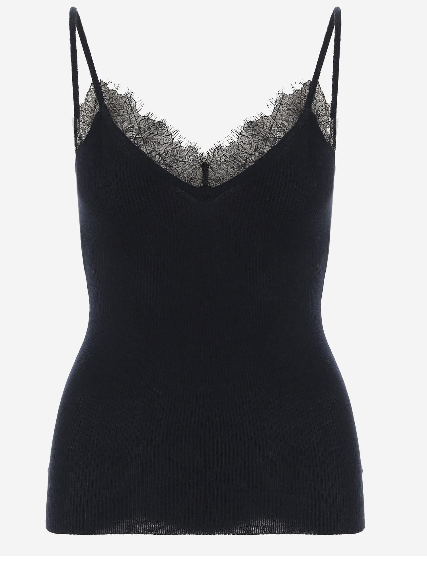 TOP IN CASHMERE CON BORDO IN PIZZO KNVS25352 3 ARCH4 