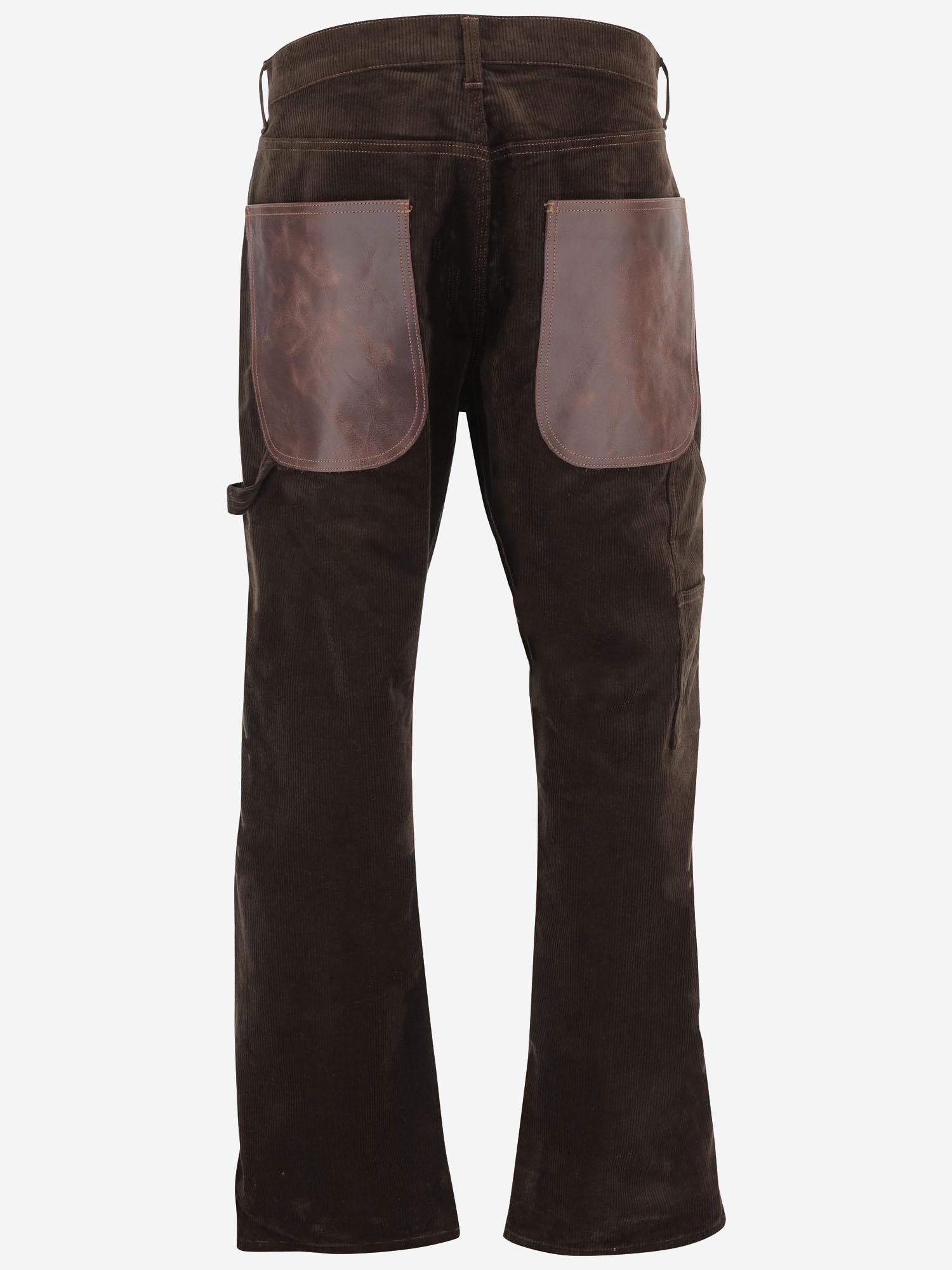 PANTALONI A COSTE IN MISTO COTONE CON DETTAGLI IN PELLE WPP026W25 1 JUNYA WATANABE 