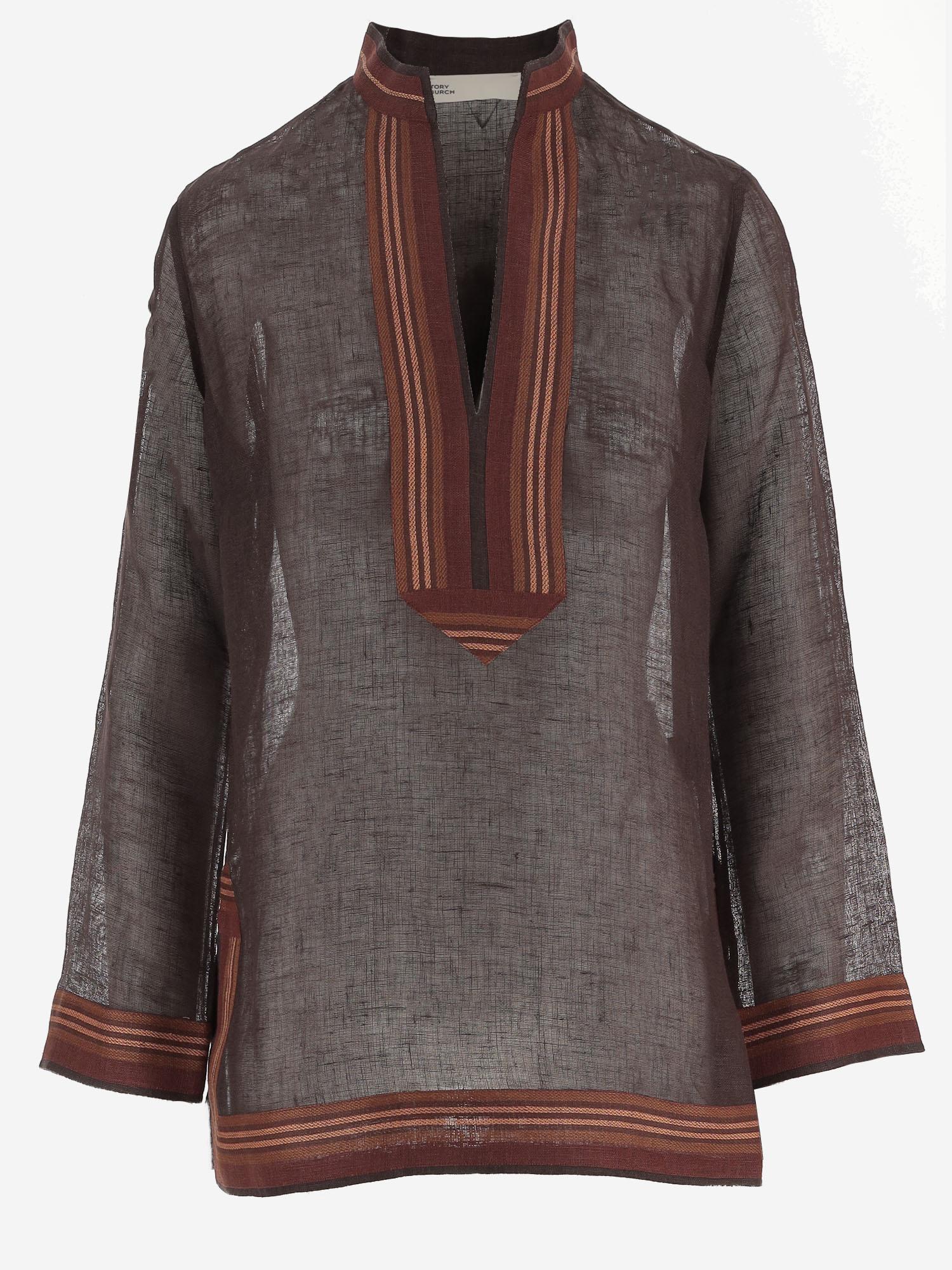 TUNICA IN LINO A RIGHE 180051 209 TORY BURCH 