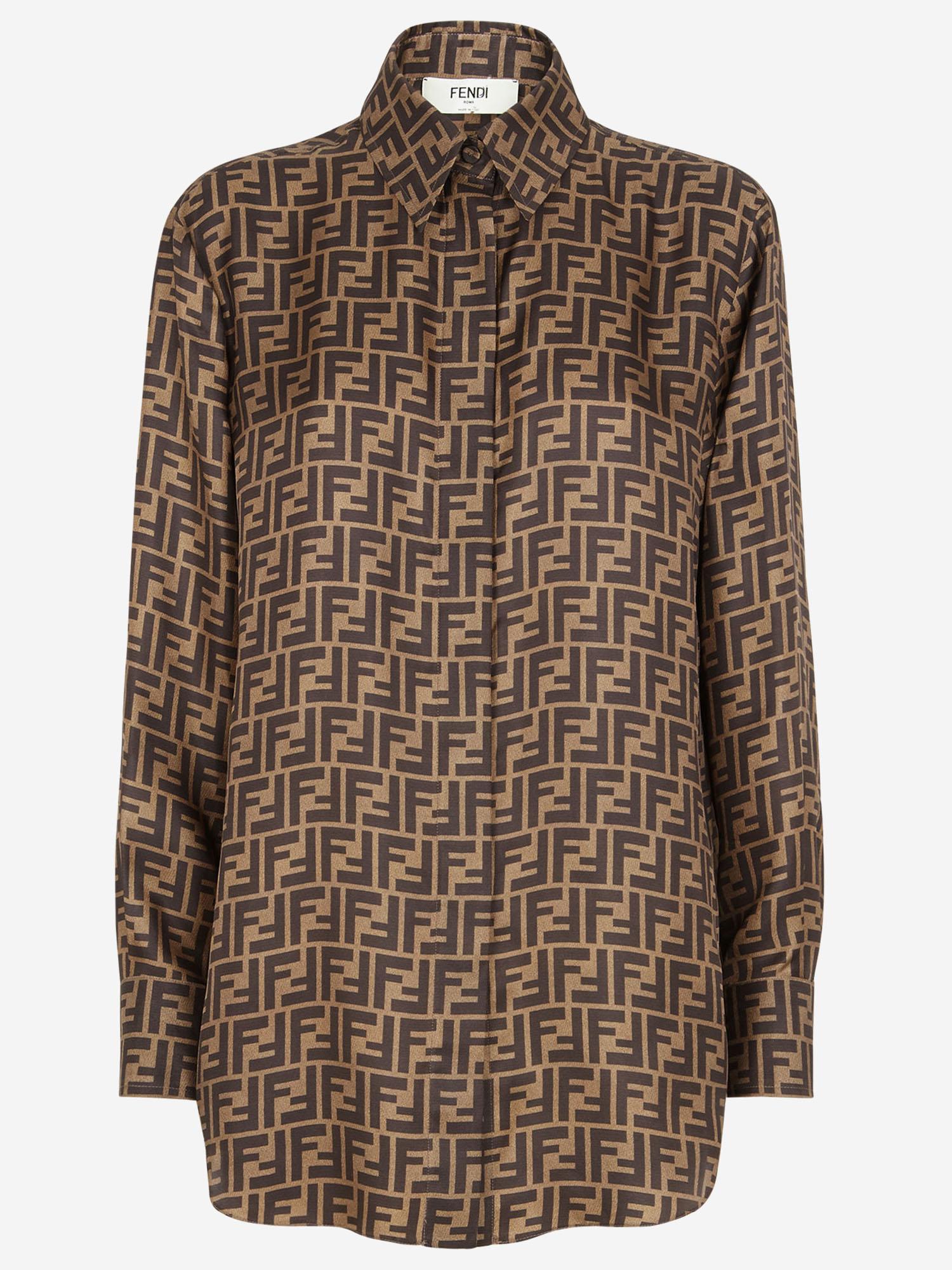 CAMICIA IN SETA CON MOTIVO FF FS8107 A8G3F118W FENDI 