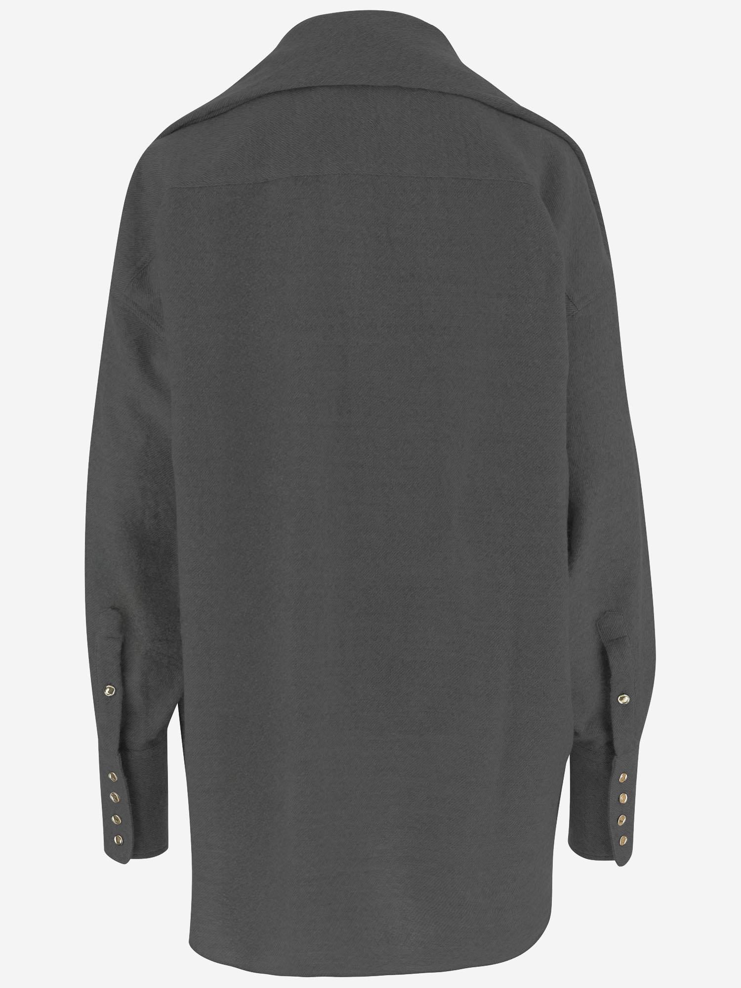 CAMICIA IN LANA CON SCIALLE COORDINATO WSH24 FAW260074 DARKPARK 