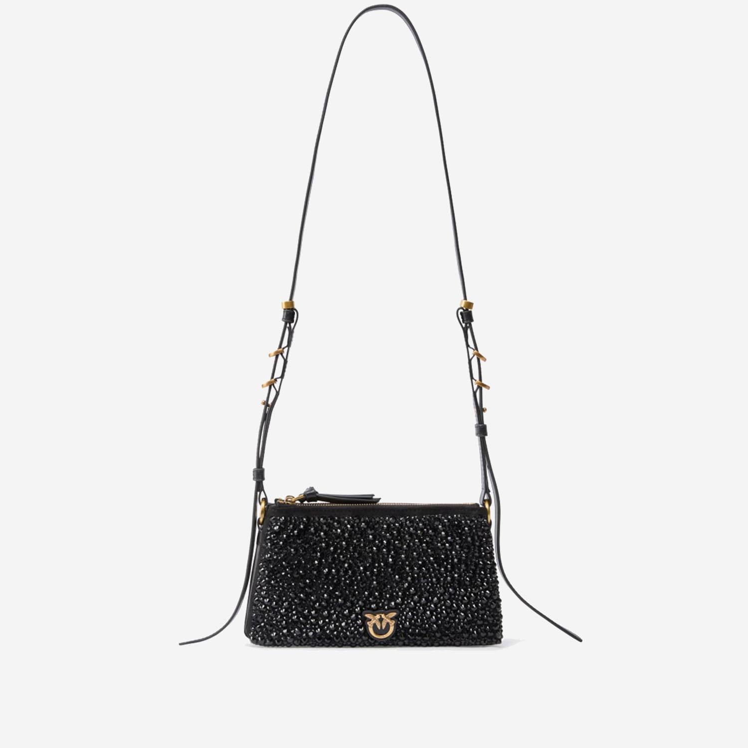 Borsa a spalla Mini Double Bag full strass 105359 A2WFZ99Q PINKO 