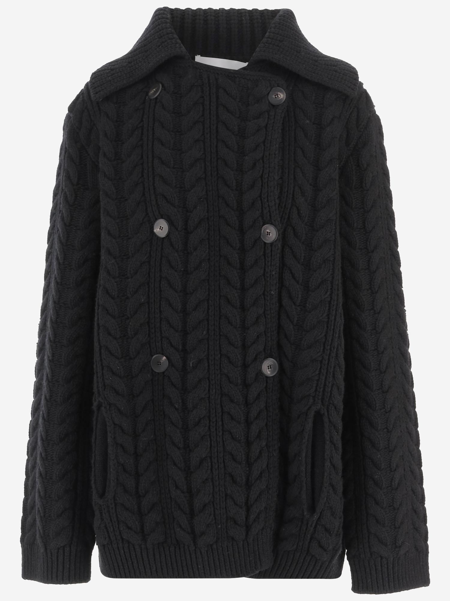 GIACCA DOPPIOPETTO IN LANA E CASHMERE A TRECCE W25751 0900 SASUPHI 