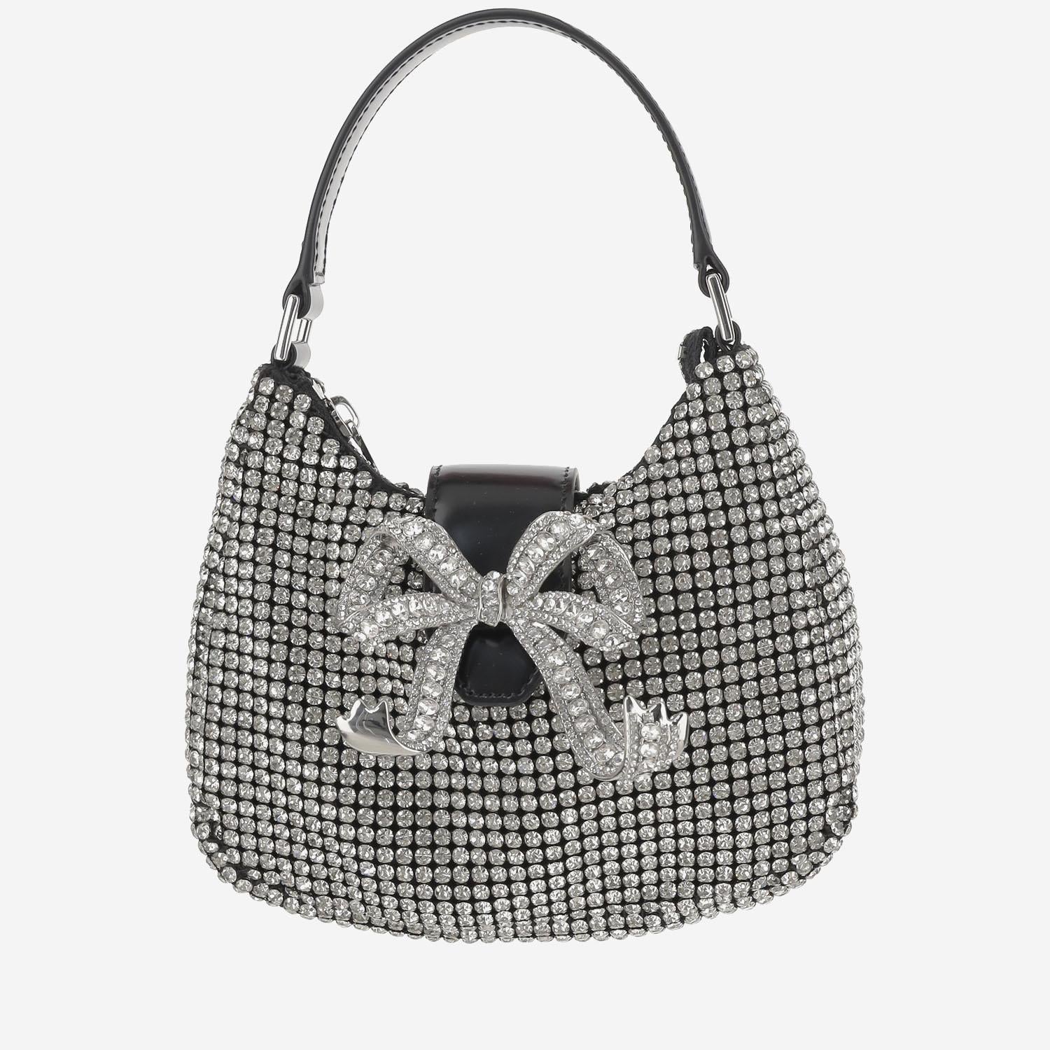 BORSA MEZZALUNA CON CRISTALLI SS24314SIL SILVER SELF PORTRAIT 