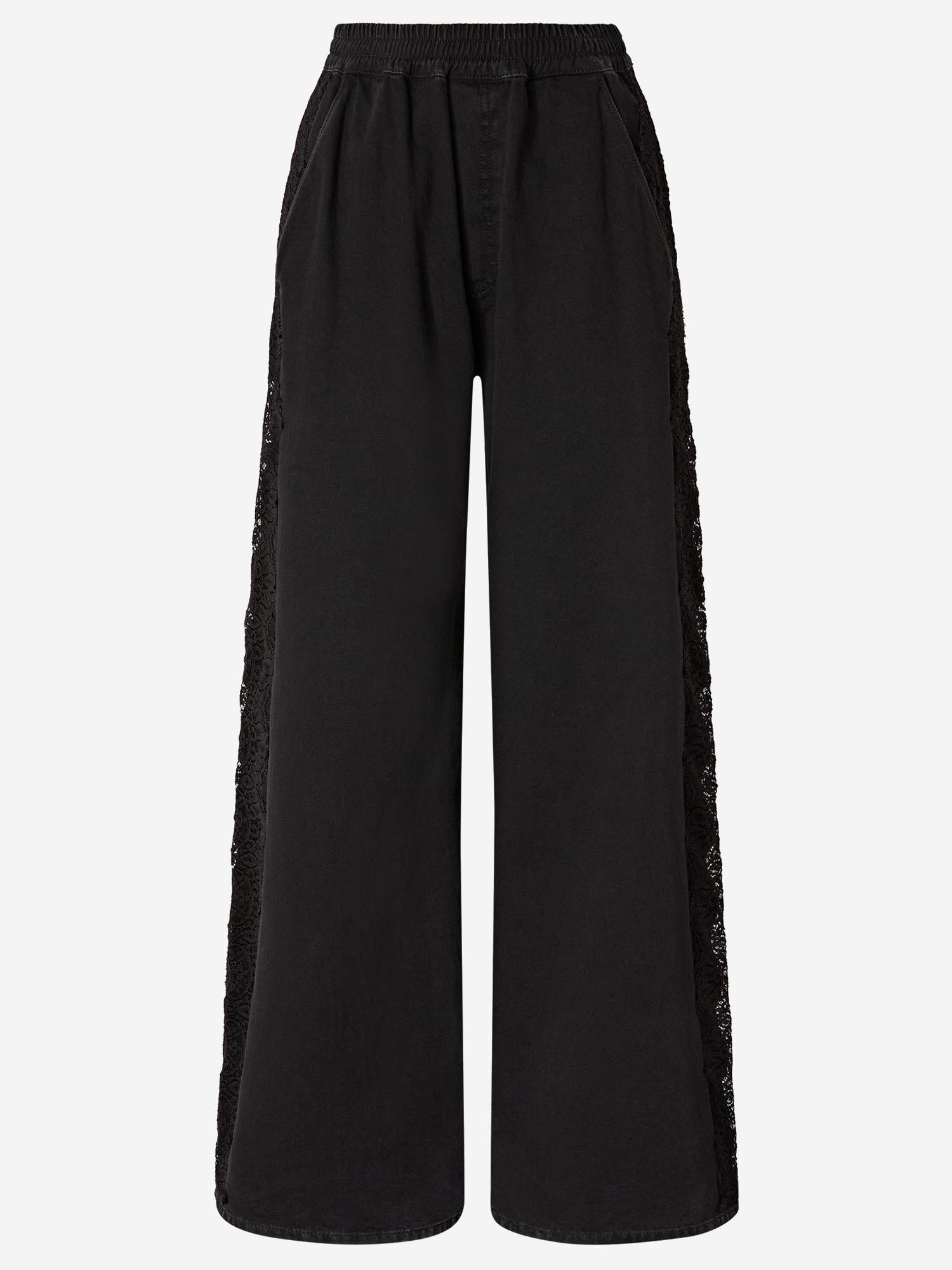 PANTALONI IN DENIM CON BANDA LATERALE IN PIZZO 106422 A33UZ99 PINKO 