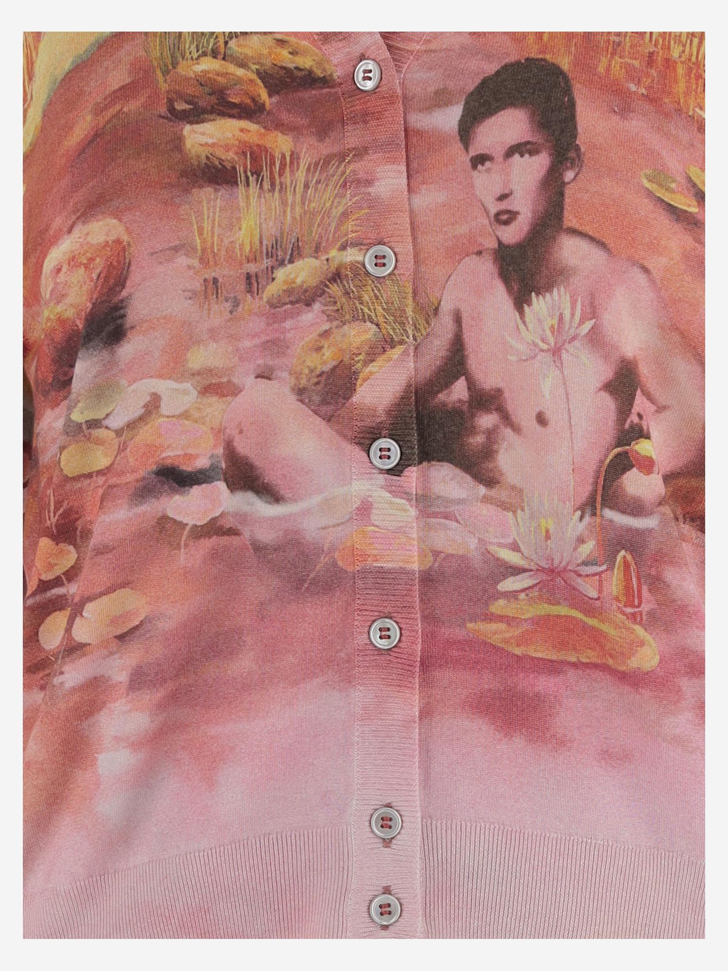 CARDIGAN IN SETA CON STAMPA NATURISTA 1024236 1A178775X000 VERSACE 