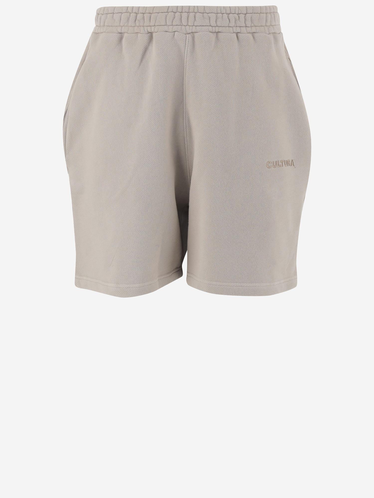 PANTALONI CORTI IN COTONE CON LOGO A043 SAND CULTURA 