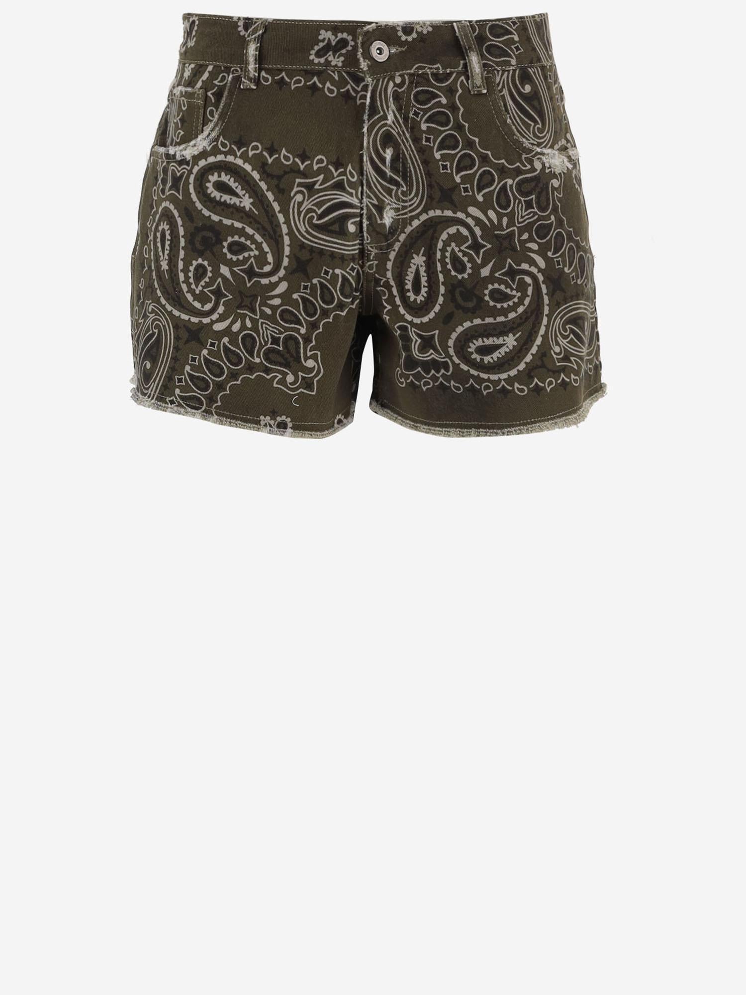 JEANS CORTI IN COTONE CON MOTIVO BANDANA DAM26B04 ARMY DONT @ ME 