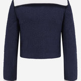 GIACCA BOUCLÉ IN MISTO LANA CON COLLETTO A CONTRASTO PF25034JBL BLUE SELF PORTRAIT 
