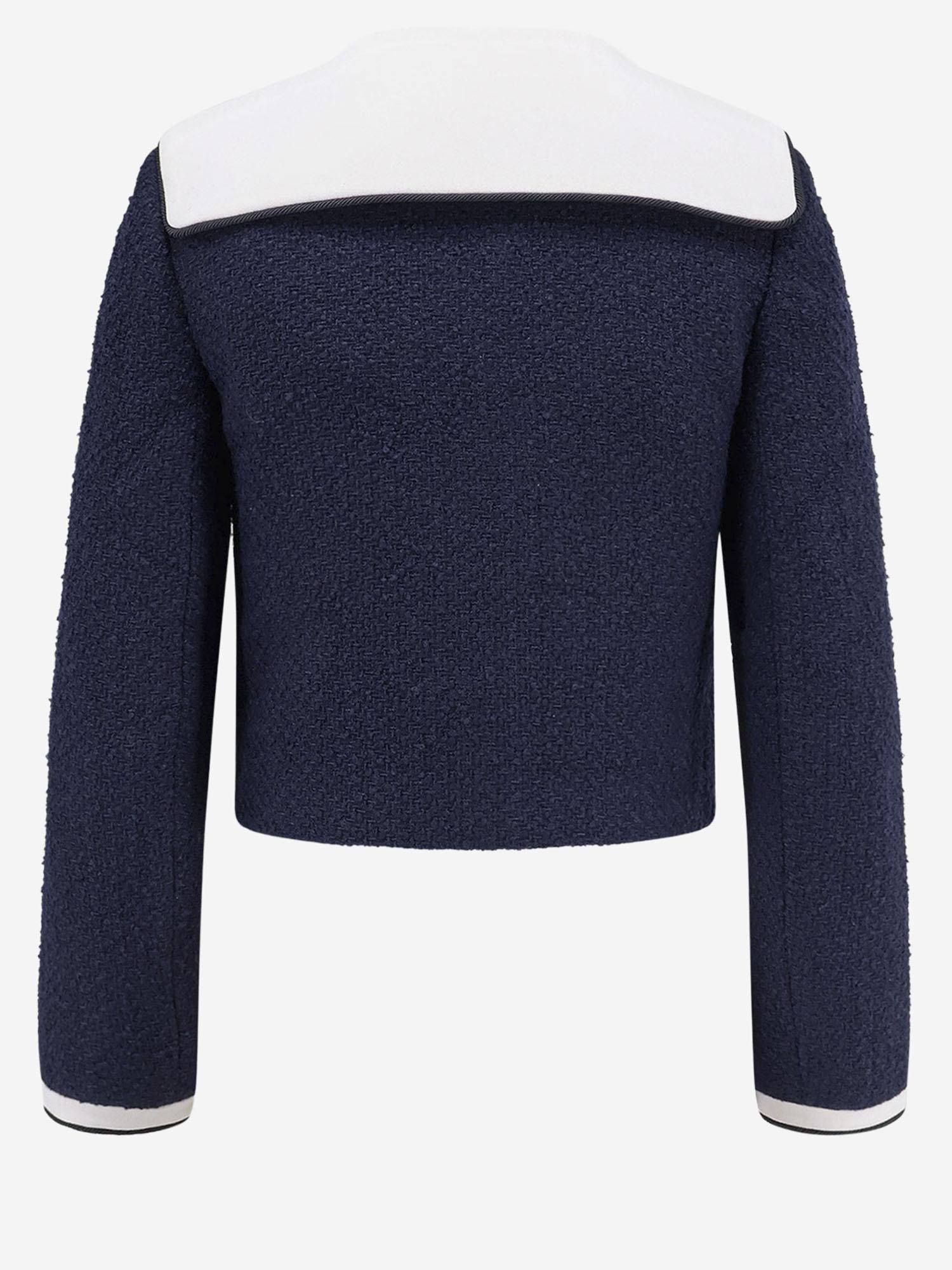 GIACCA BOUCLÉ IN MISTO LANA CON COLLETTO A CONTRASTO PF25034JBL BLUE SELF PORTRAIT 