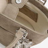 BORSA IN PELLE SCAMOSCIATA CON CIONDOLI PF25314BGR GREY SELF PORTRAIT 