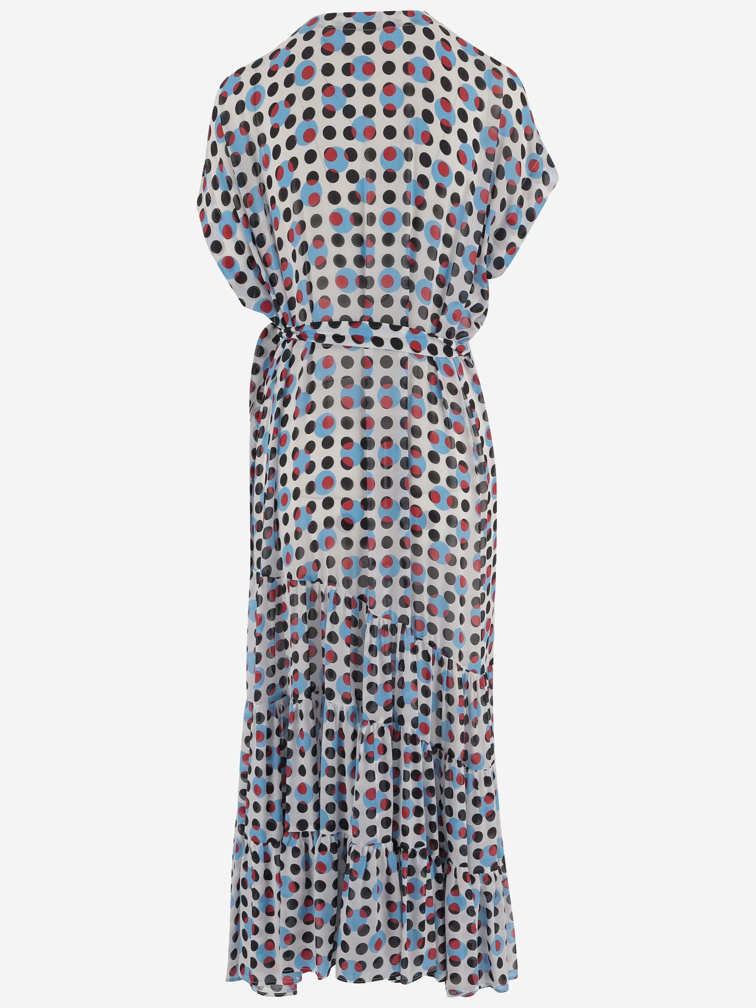 ABITO IN CUPRO A PORTAFOGLIO CON STAMPA A POIS 011062 3016505 DRIES VAN NOTEN 