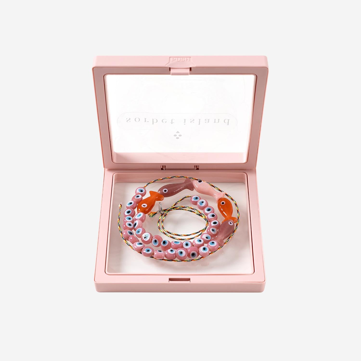 Collana in tessuto e perle di vetro FISHGLASSBEAD YELLOWPINK SORBET ISLAND 