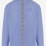 GIACCA CON CAPPUCCIO IN NYLON CON NASTRO CHECK 8122901 CORNFLOWERBLUE BURBERRY 