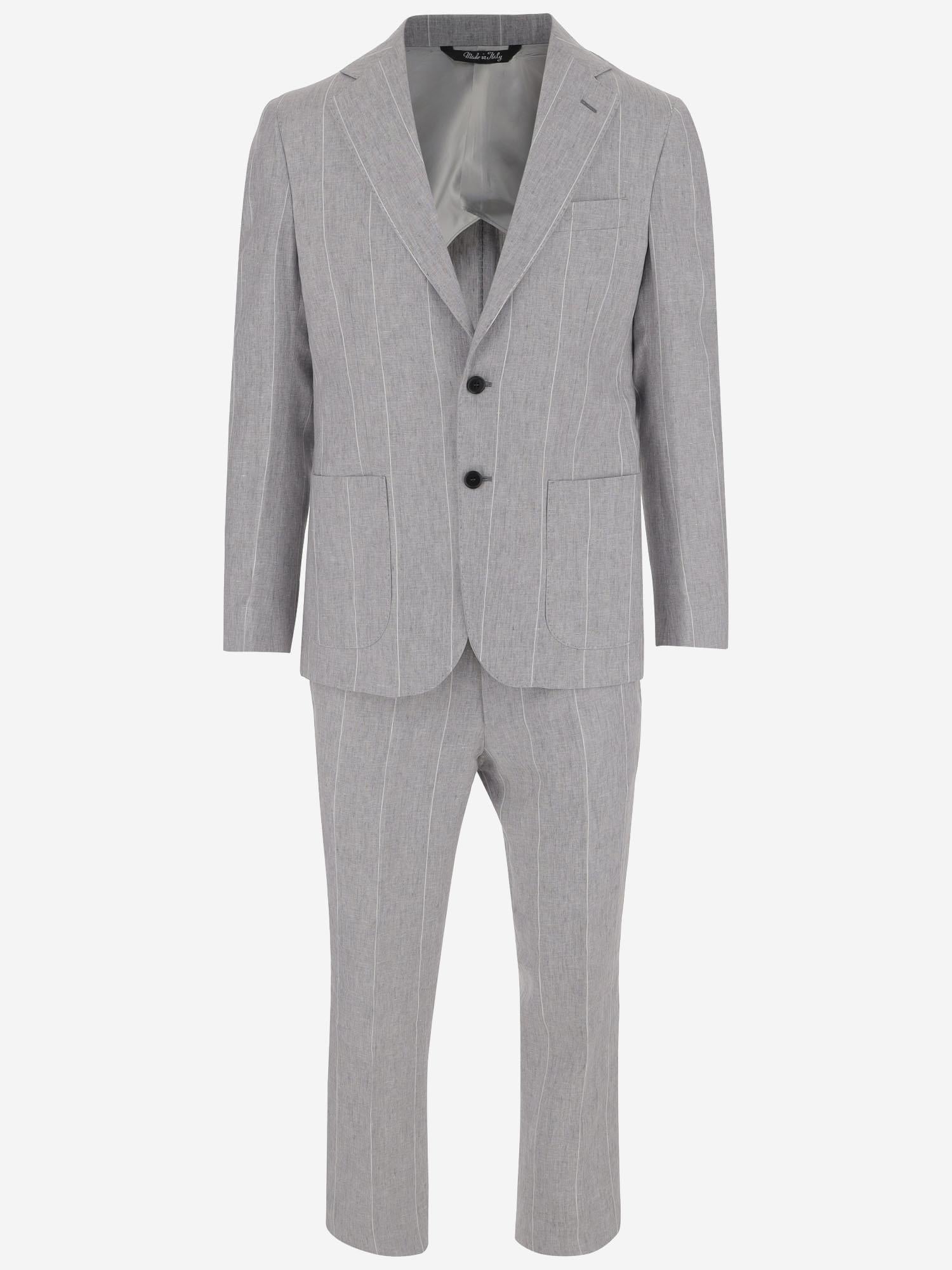 COMPLETO GESSATO IN LINO NAPOLI 4028F001 BRIAN DALES 