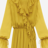 abito lungo a balze in seta 825705 Y3F227789 SAINT LAURENT 