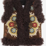 Gilet suzani con pelliccia di pecora CC174 BROWN ZAZI 