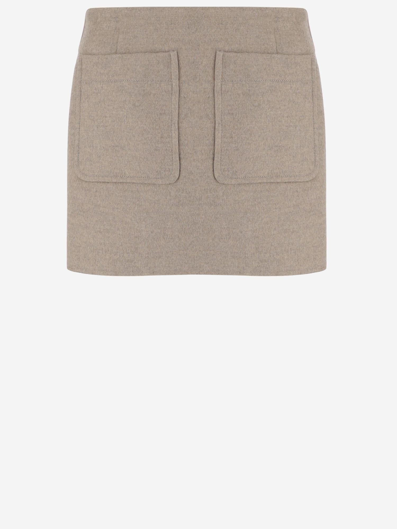 MINIGONNA IN LANA E CASHMERE 841139 V3OO02783 BOTTEGA VENETA 