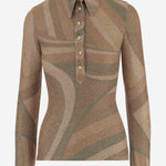 Maglia in Jersey Lamé con Stampa Iride 5UJM20 5U867993 EMILIO PUCCI 
