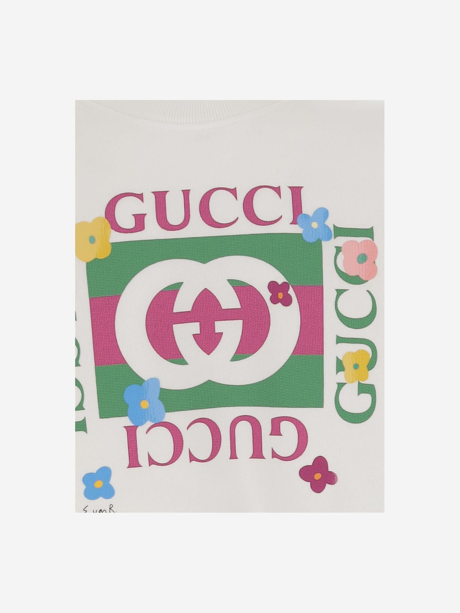 Felpa in cotone con stampa 799331 XJHFR9214 GUCCI KIDS 