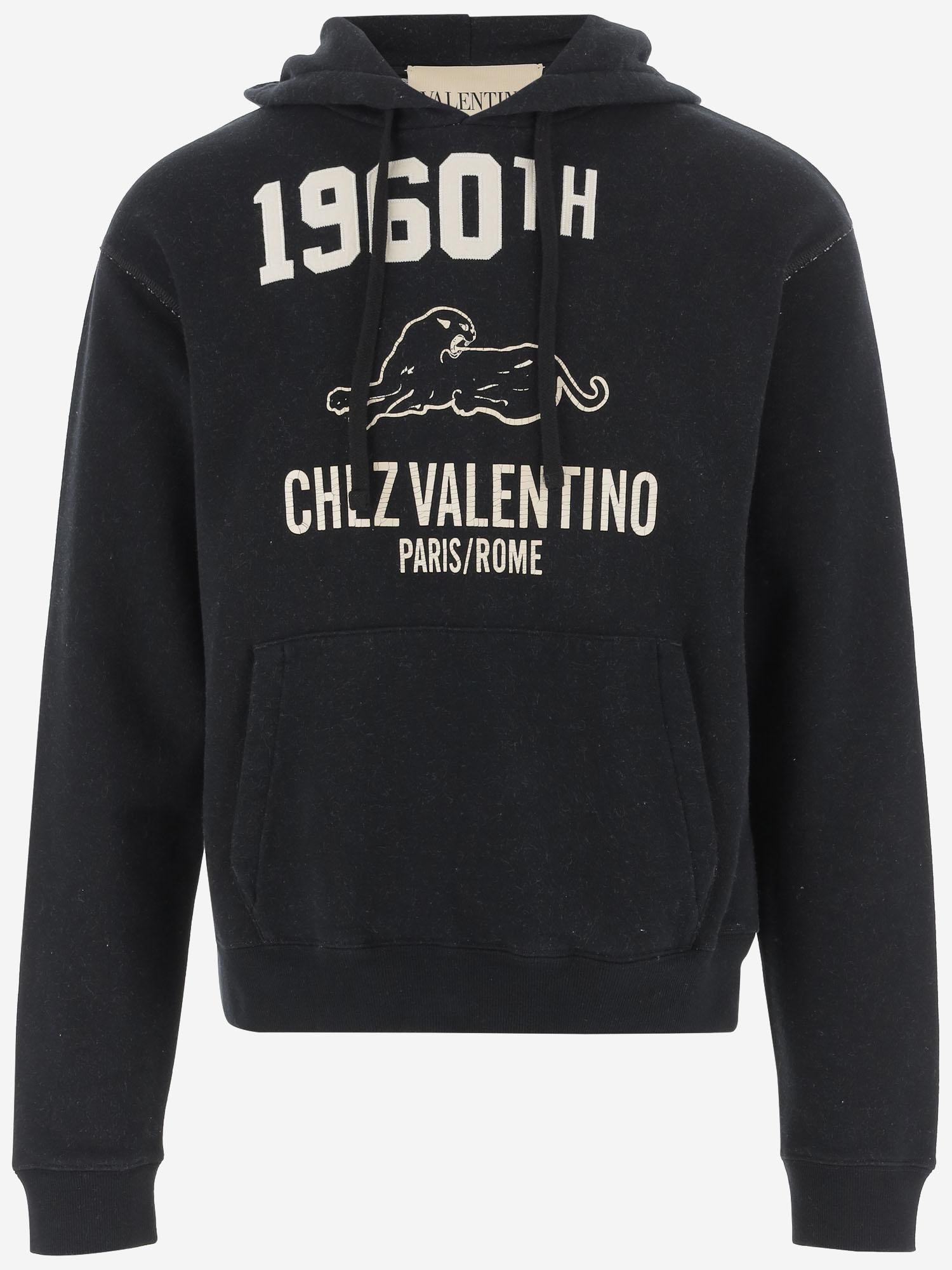 FELPA IN COTONE E VISCOSA CON LOGO 7V3MF29M B1M9RA VALENTINO 