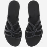 SANDALI IN PELLE CON STRASS TASO NERO OPACO KIMA 
