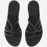 SANDALI IN PELLE CON STRASS TASO NERO OPACO KIMA 