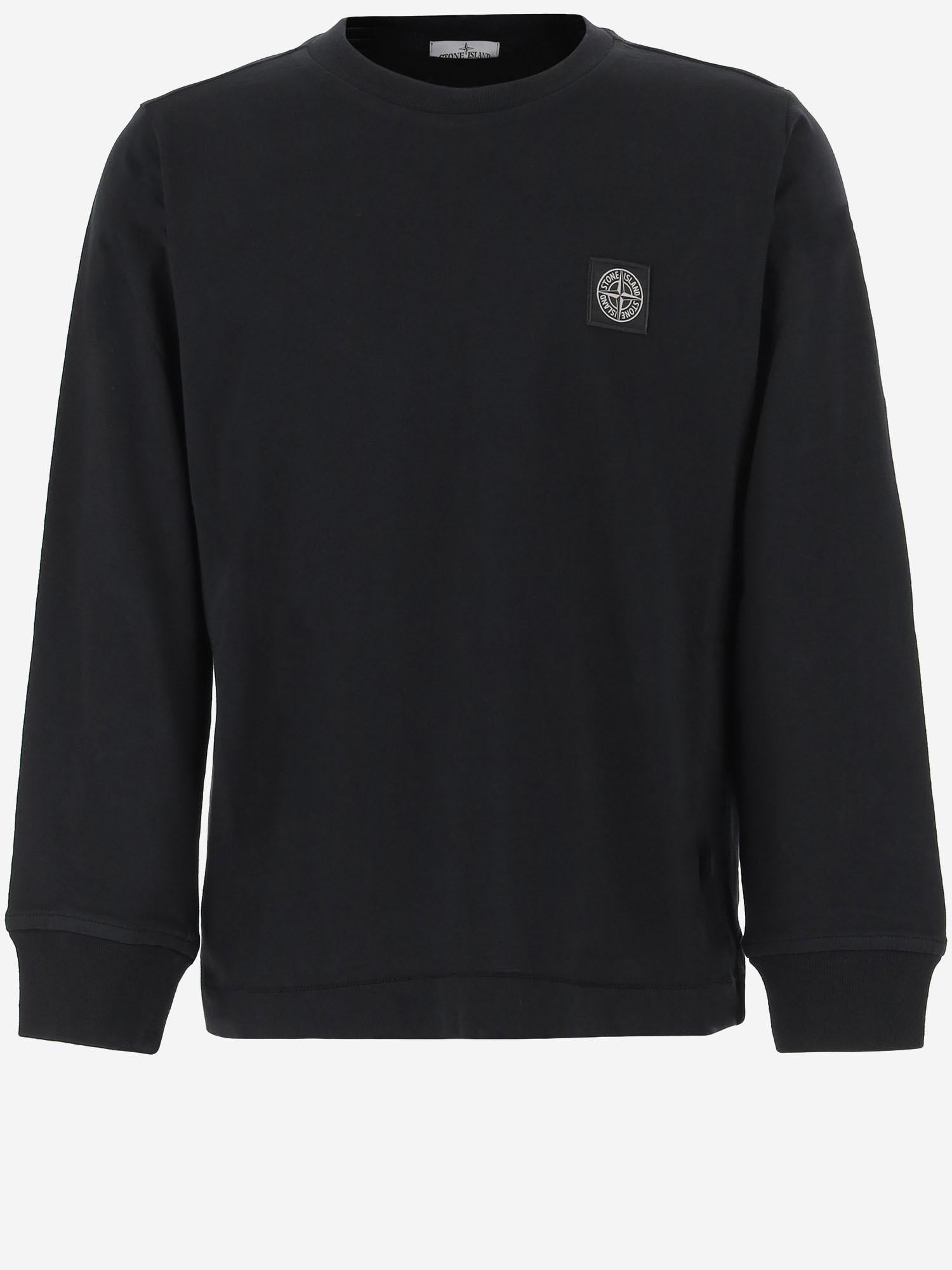 T-SHIRT A MANICHE LUNGHE IN COTONE CON LOGO 2100003 S0047V0029 STONE ISLAND KIDS 