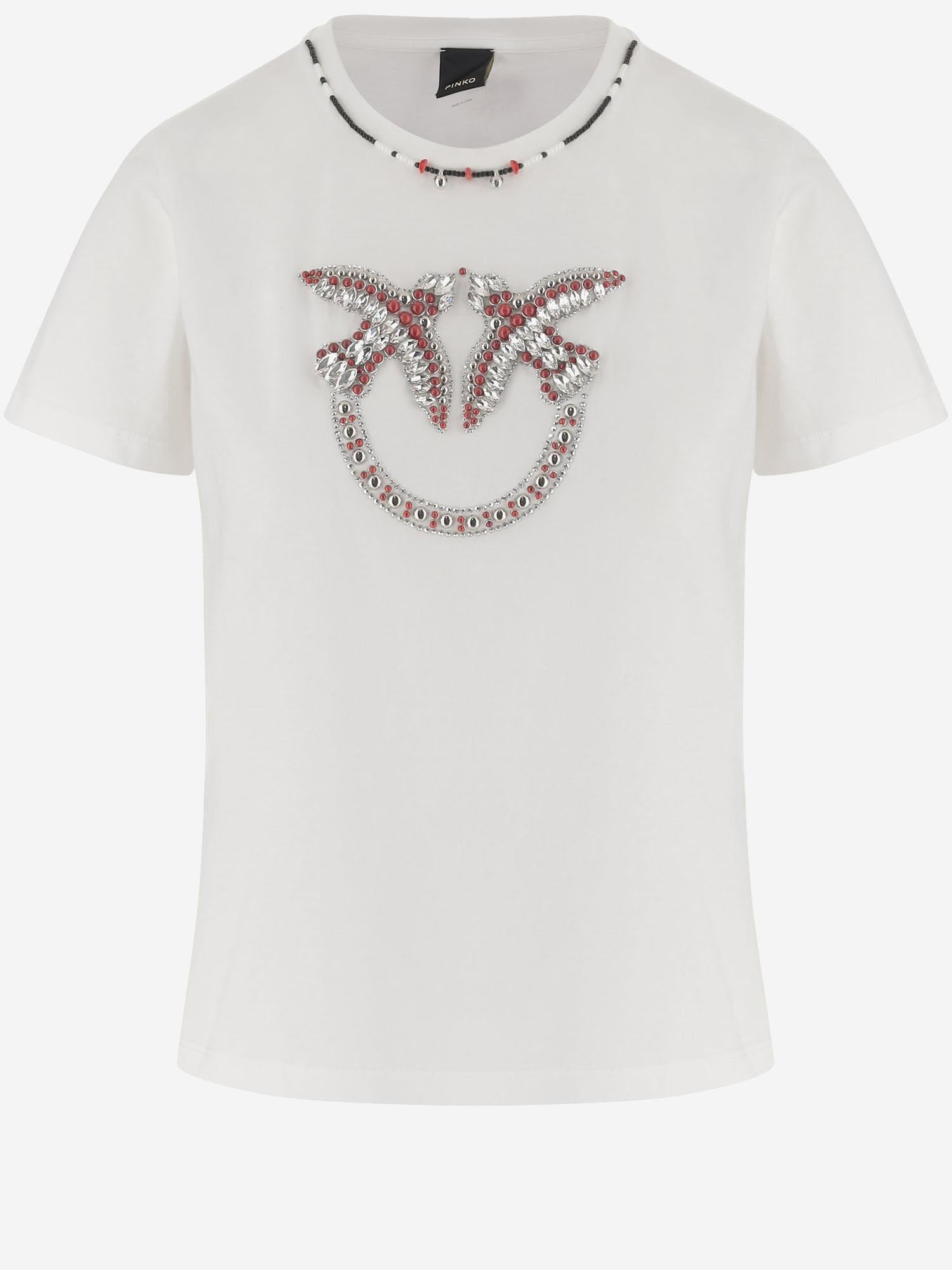 T-shirt in cotone con logo 107094 A3C7ZR2 PINKO 