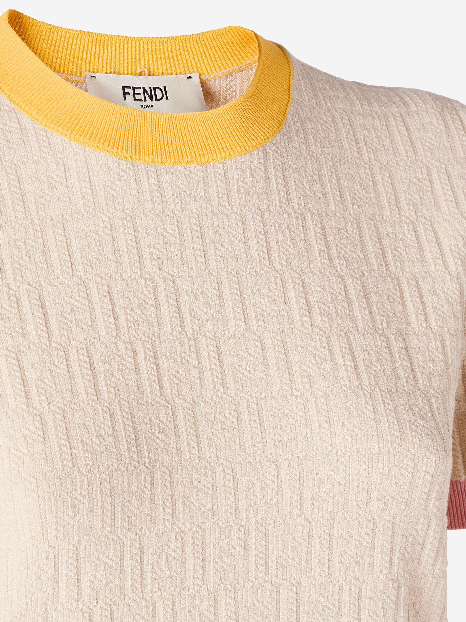 Maglione in cotone e seta stretch con motivo FF FZXE94 AW4SF0WC4 FENDI 