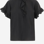 TOP CON VOLANT A MANICHE CORTE IN CRÊPE DE CHINE CH26SHT33005 001 CHLOE 