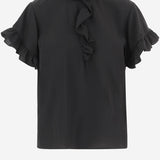 TOP CON VOLANT A MANICHE CORTE IN CRÊPE DE CHINE CH26SHT33005 001 CHLOE 