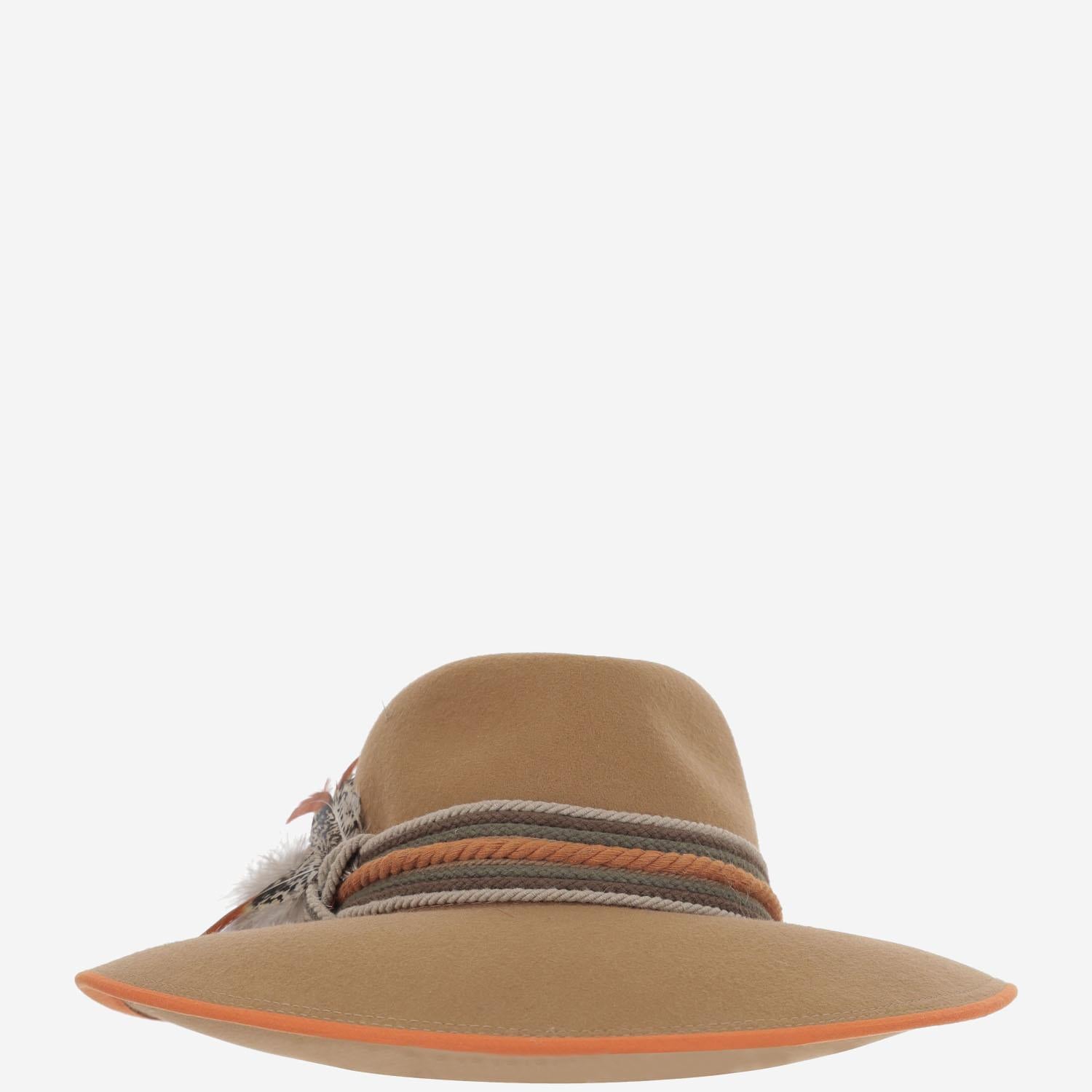 CAPPELLO fedora IN LANA CAMELFEDORAHATTERRACOTARIBBON NATURAL ALEXIA ALVAREZ DE TOLEDO 