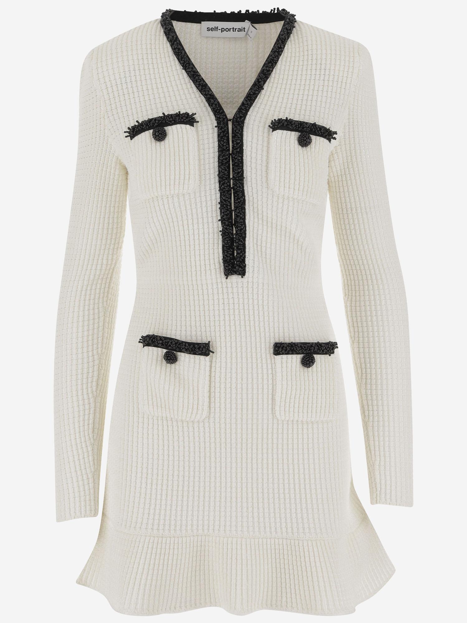 ABITO IN MAGLIA CON PERLINE RS25087SW WHITE SELF PORTRAIT 
