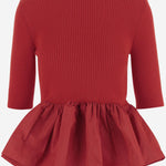 MAGLIONE A COSTINE CON FONDO CON RUCHE IN LANA E FAILLE KN2738040 314R PATOU 
