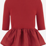 MAGLIONE A COSTINE CON FONDO CON RUCHE IN LANA E FAILLE KN2738040 314R PATOU 