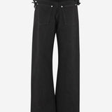 PANTALONI DI COTONE SFRANGIATI 13G876 NERO SALVATORE FERRAGAMO 
